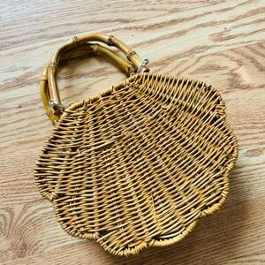 Topshop wicker seashell purse with bamboo handles